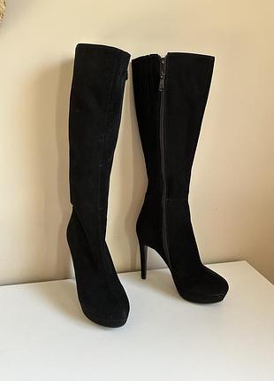Высокие сапожки натуральный замш