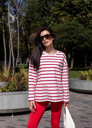 Лонгслив женский "linea" бело-красный