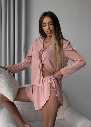 Пижама женская розовая осенняя весенняя летняя с шортами