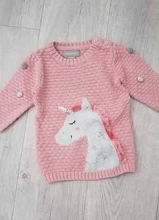 Теплое платье на 0-3 месяца с единорожкой