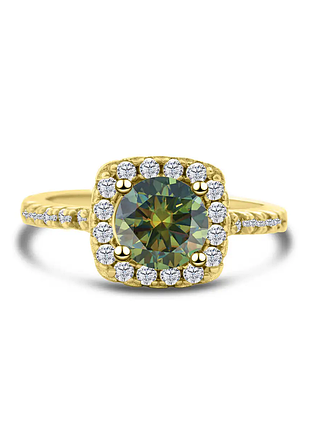 Кольцо с зеленым бриллиантом муассанитом 1 ct. муассанит