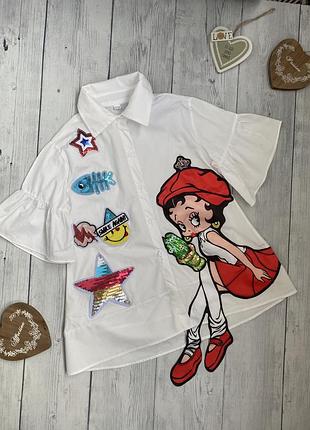 Крутое платье рубашка на девочку 6-7 лет ( рост 120)