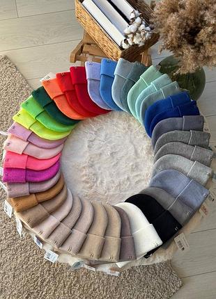 🔥шапка жіноча модна стильна багато кольорів гарна весна осінь зима демісезонна зимова в'язана зручна чорна біла рожева бежева сіра яскрава