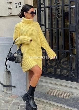 Светр zara довгий з горловиною светр сукня