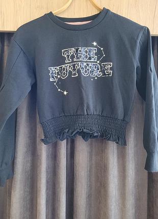 Свитшот современный укороченный для девочки, утепленный, размер 146/152, 11-12 лет.