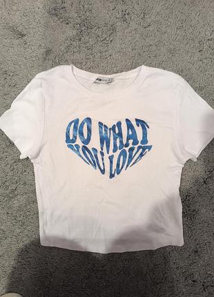 Футболка хлопок в рубчик с блестящей надписью