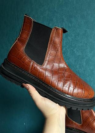 Челсі коричневі руді натуральна шкіра під крокодила