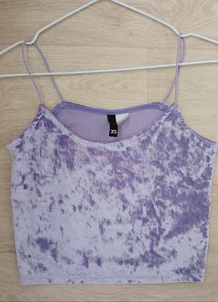 Нежно фиолетовый велюровый топ, размер xs.