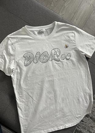 Біла футболочка dior 🥥