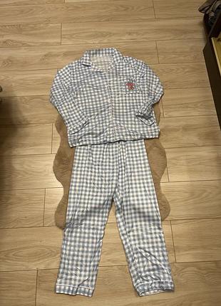 Пижама женская со штанами в клеточку удобная практичная