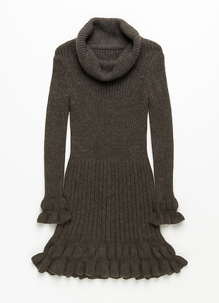 Стильное теплое шерстяное женское платье s
