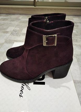 Ботинки ботильоны натуральная замша маршала бурунде бордо баклажан