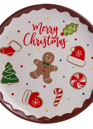 Тарелка десертная merry christmas фарфоровая 21 см