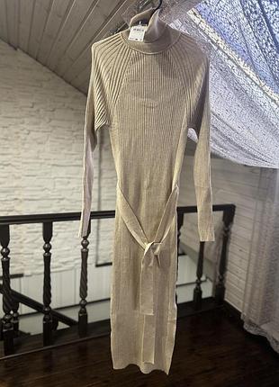 Трикотажна сукня  mango розмір м, бежевий колір