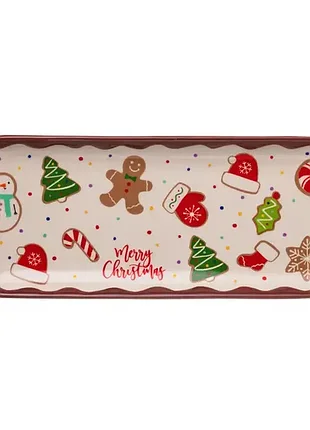 Блюдо для закусок фарфоровое merry christmas прямоугольное 34*14*2 см