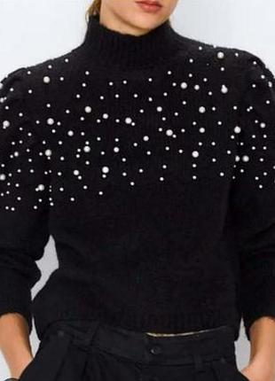 Джемпер свитер zara с жемчужинами