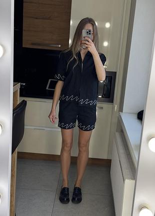 Стильный костюм из хлопка и лен размер xs-s шорты и кофта пиджак