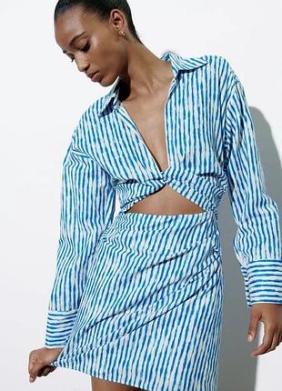 Сукня zara в змужку з льону