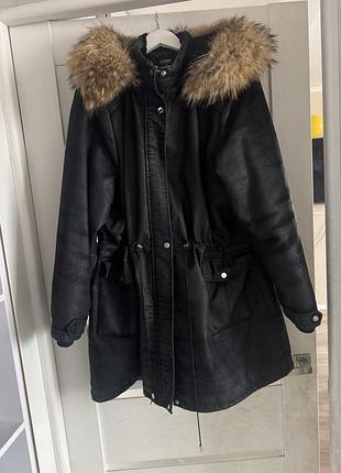 Жіноча куртка чорна осінь зима великий розмір батал