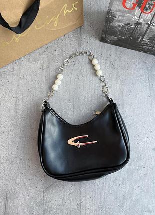 Сумка женская черная жемчужинки