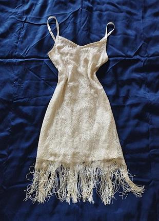 Вечернее кружевное платье с бахромой, promod, 😍