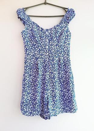 Ромпер комбінезон синій білий квітковий принт