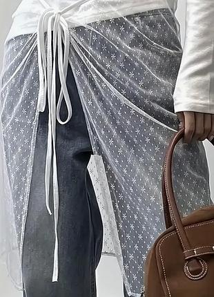 Тренд кружевной платок косынка пластинок на талию юбка прозрачная фатиновый аксессуар на одежду