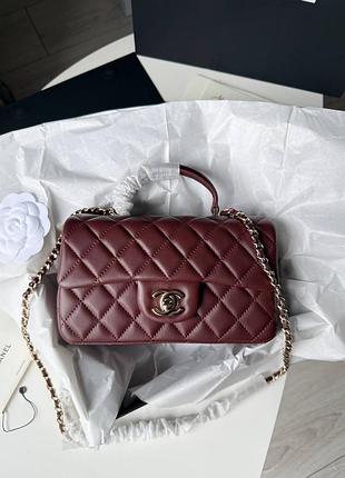 Сумка люкс брендова стьобана шанель бордовая сумка кожаная люкс