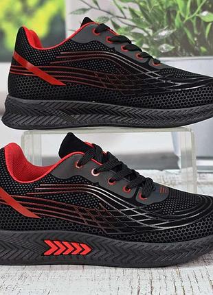 Кросівки підліткові для хлопчика paliament чорні з червоним 1803-6