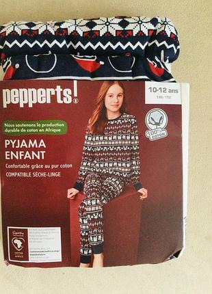 Pepperts! новорічна трикотажна піжама з 100% бавовна з різдвяним принтом, на манжетах. домашній комплект. яскравий принт. міжнародний стандарт якості