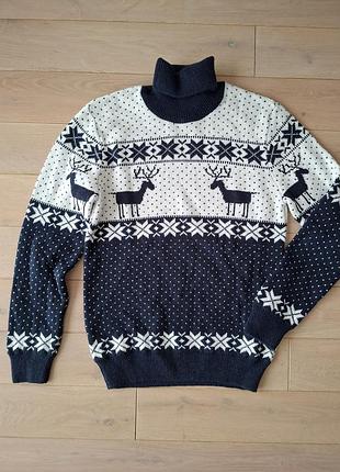 Чоловічий зимовий різдвяний светр з оленями