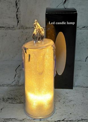 Свічка led світлодіодна електронна 15х5 см блискітки