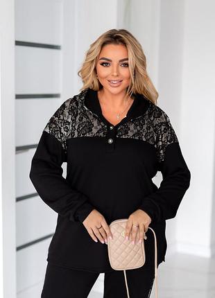 Крупные размеры! шикарный женский прогулочный костюм с кружевом