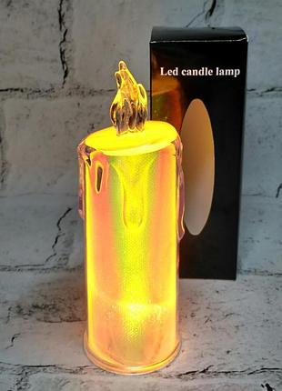 Свічка led світлодіодна електронна 15х5 см перламутр