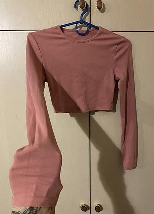 Лонгслів топ вкорочений  трикотажний бавовняний  скімс дрібний рубчик shein