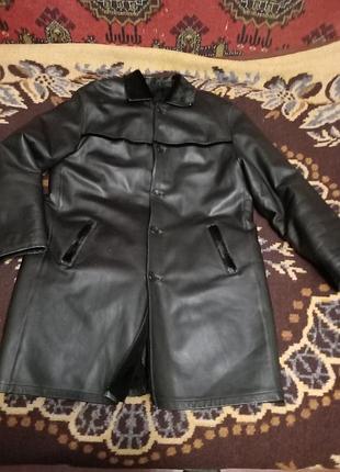 Шкіряна чоловіча дубльонка, на натуральному хутрі, petrel, p. 52-54