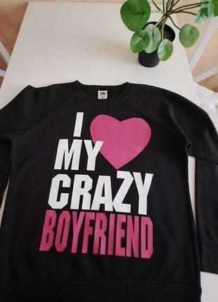 Свитшот чёрный с розовым принтом