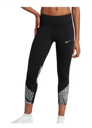 Женские укороченные капри nike power epic lux crop print w 855609-010, s
