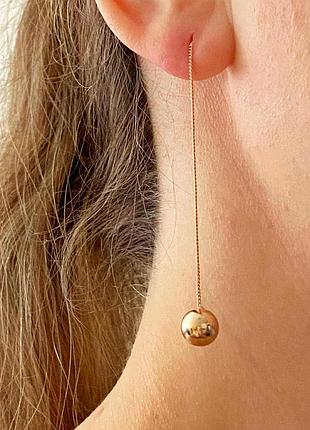 Позолоченные серьги, сережки, позолота
