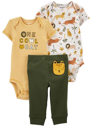 Carters комплект тройка боди и штаны картерс one cool cat