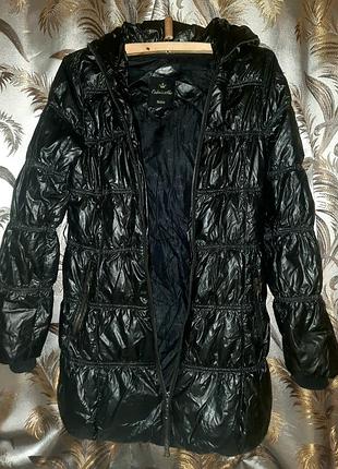 Colin's 🔥пуховик жіночий , чорний стьоганий подовжений  пуховик-куртка з капішоном на єврозиму