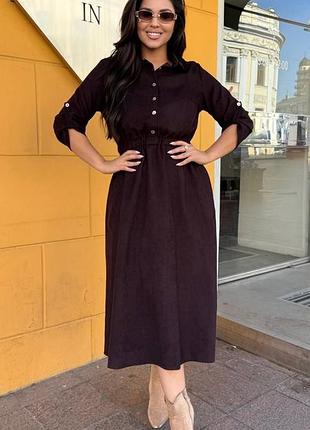 Вельветова сукня міді