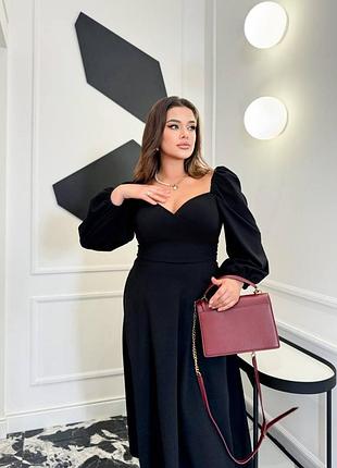 Черное платье миди