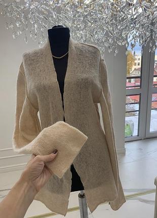 Кардиган вязаный кид мохер, шерсть беж ❤️