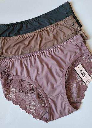 Женские трусы с кружевом размер с s высокая посадка набор 3 шт
