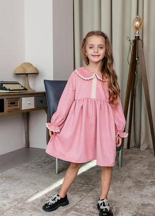 Плаття 205, р.92,98,104,110,116, замш діагональ, рожевий