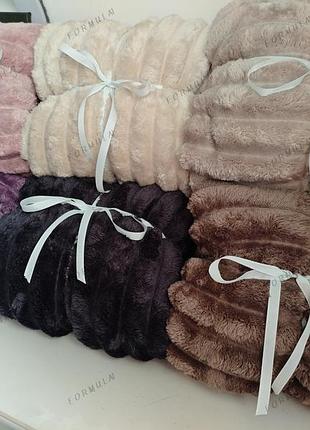 Шарпей 5 см плед одеяло полотна пушистое велюровое в полоску в подарочной упаковке на подарок