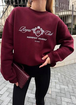 Стильный теплый оверсайз свитшот на флисе