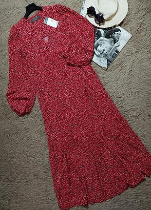 Красивое длинное платье с оборкой и объемными рукавами/платье/ сарафан