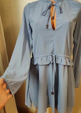 Бирюзово сапфировое шифоновое платье